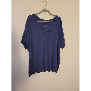 J. Jill Blue Slub Cotton V-neck Tee Sz 3X